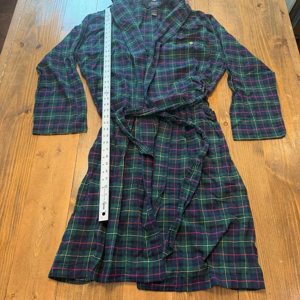 Polo Ralph Lauren Robe Mens‎ S/M Plaid 100% Cotton Lightweight Flannel